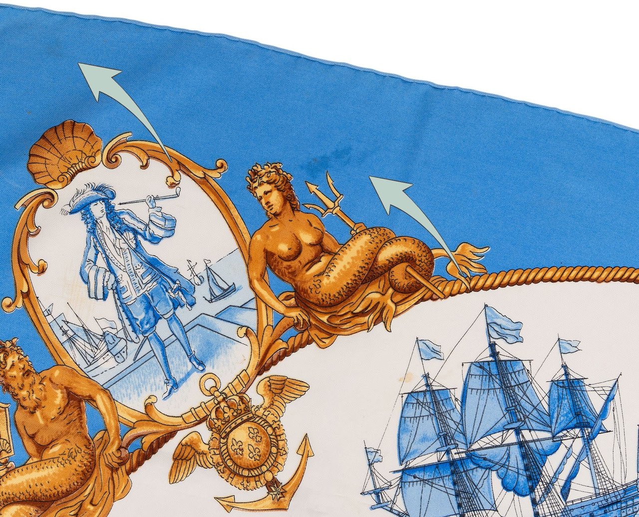 Hermès Silhouettes Navales Silk 90 Scarf Tuch Blauw