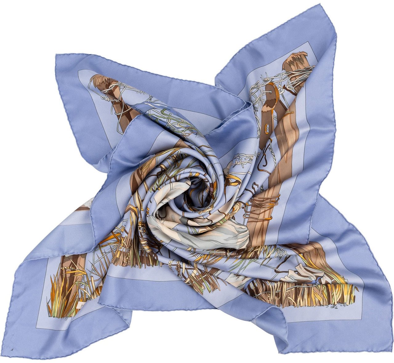 Hermès Grand Vent Silk Carre 90 Scarf Tuch Lichtblauw