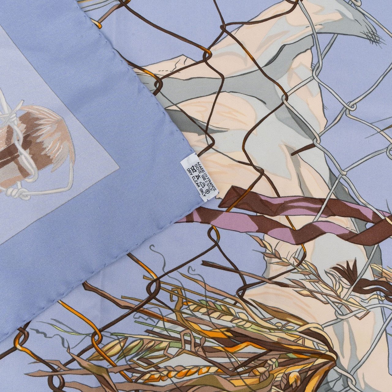Hermès Grand Vent Silk Carre 90 Scarf Tuch Lichtblauw