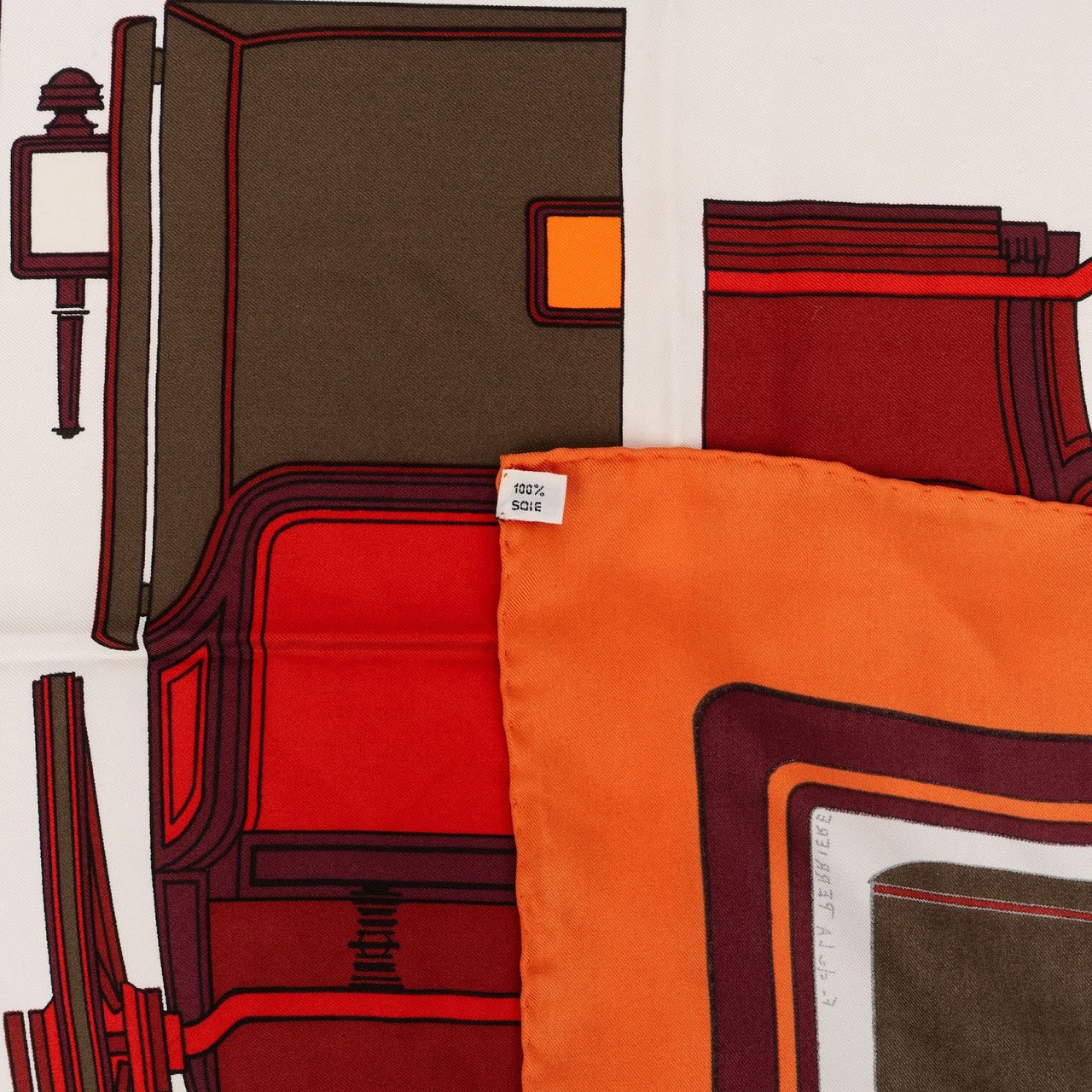 Hermès Les Coupés Silk Carre 90 Scarf Tuch Oranje
