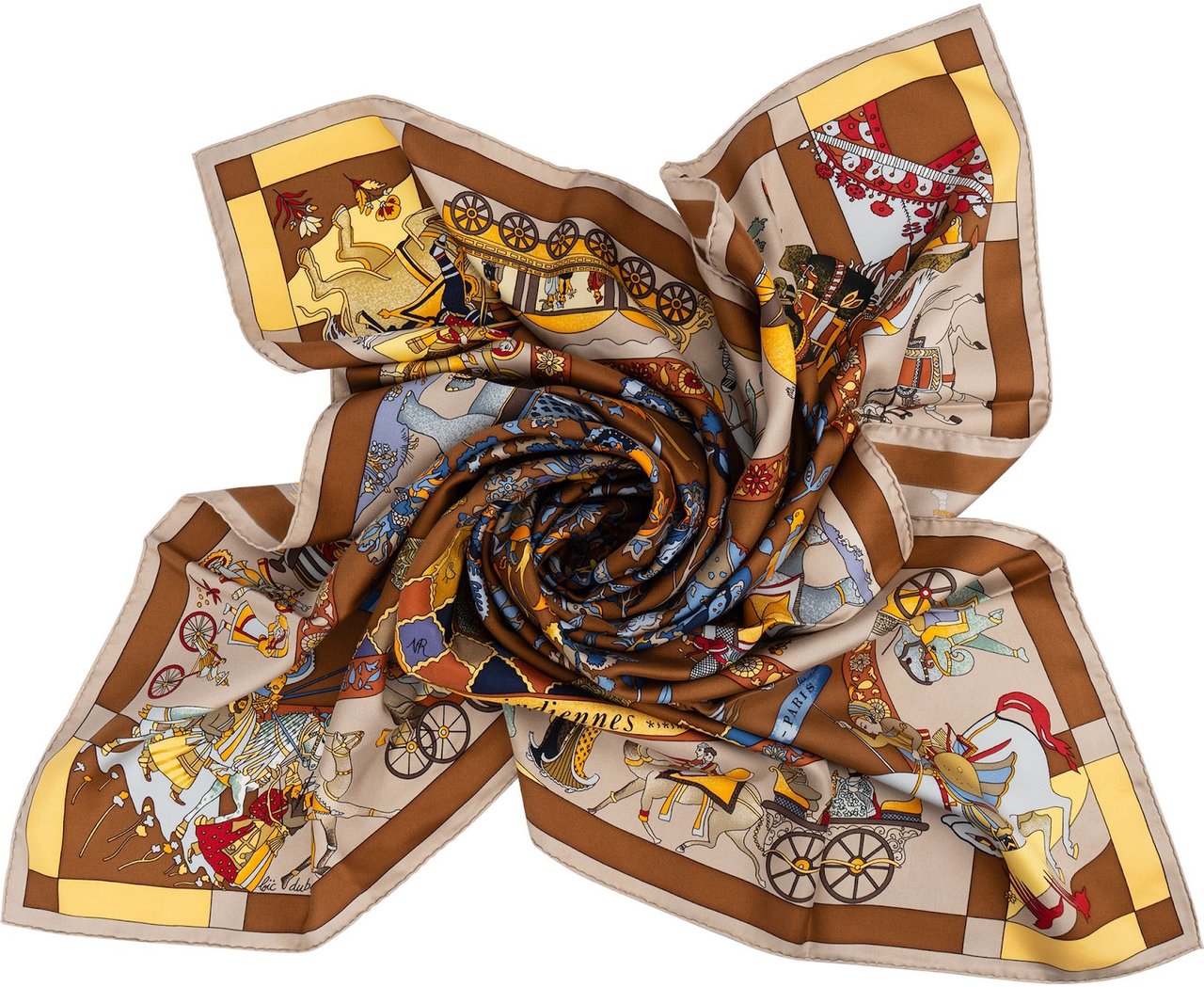 Hermès Fantaisies Indiennes Silk 90 Scarf Tuch Bruin