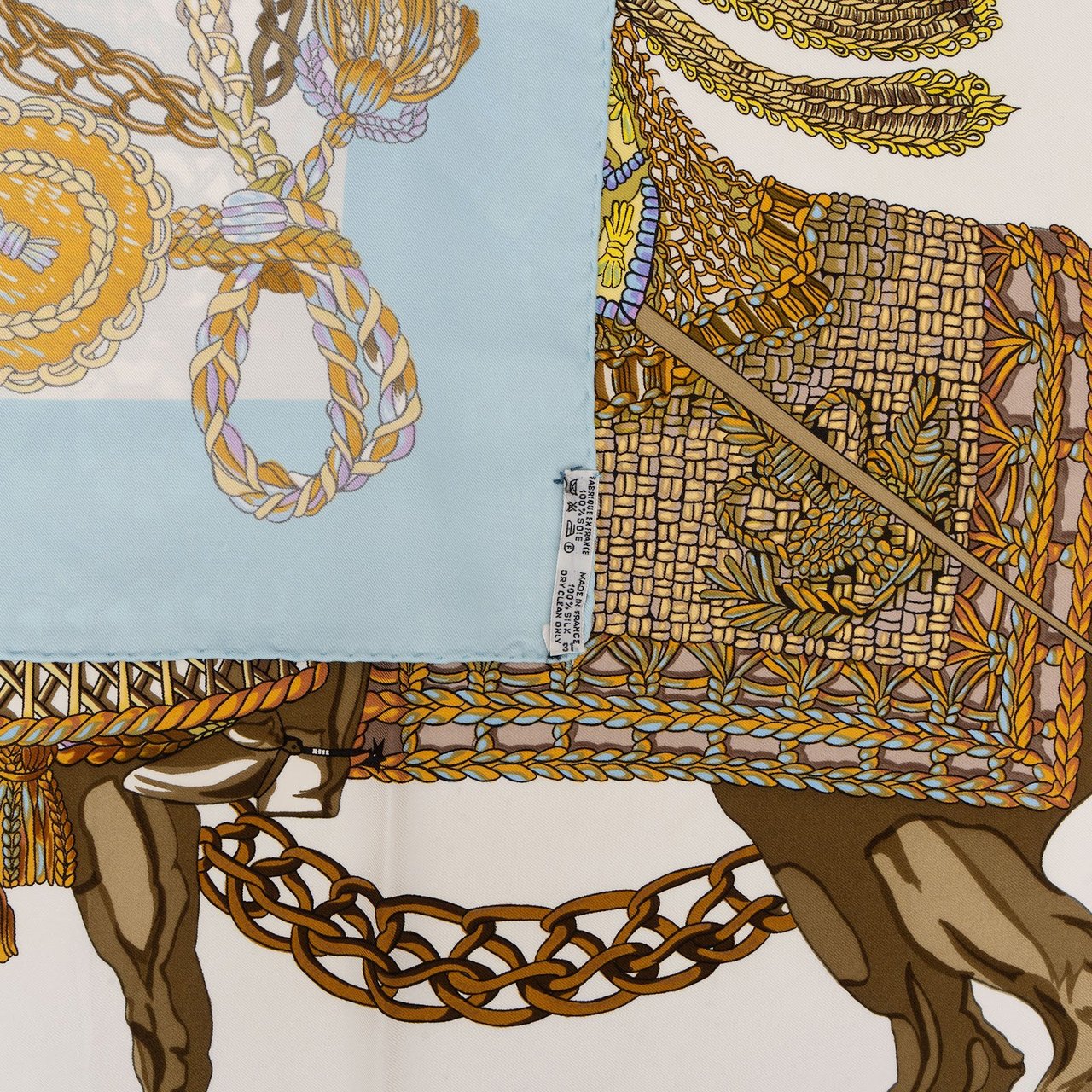 Hermès Passementerie Silk 90 Scarf Tuch Lichtblauw