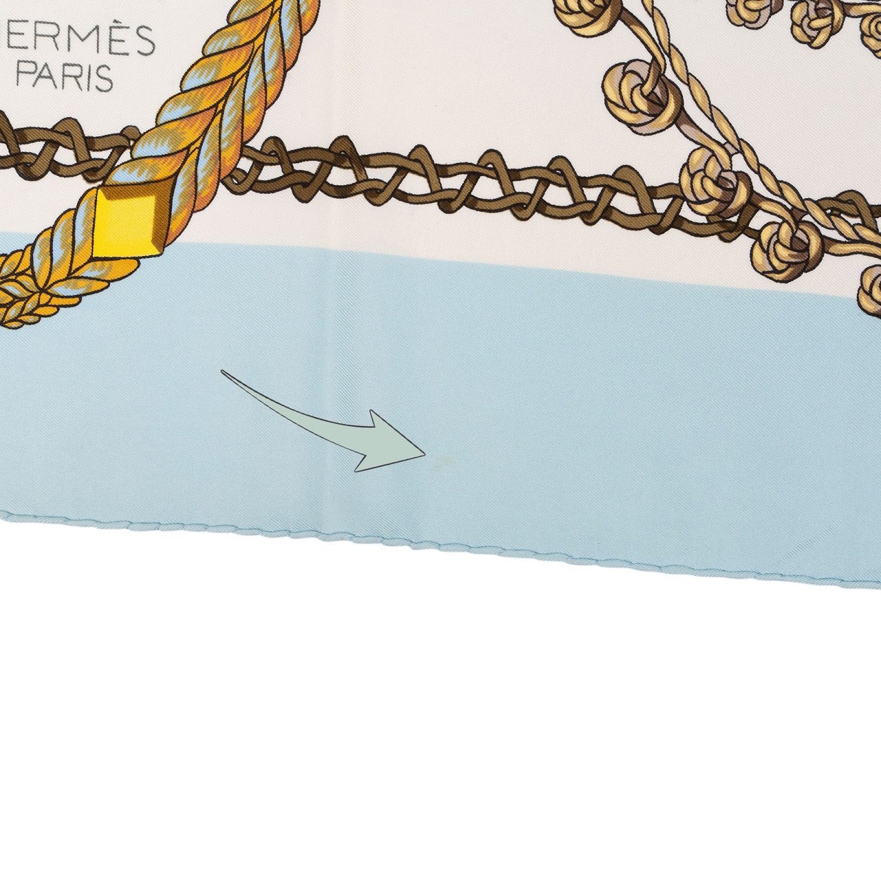 Hermès Passementerie Silk 90 Scarf Tuch Lichtblauw