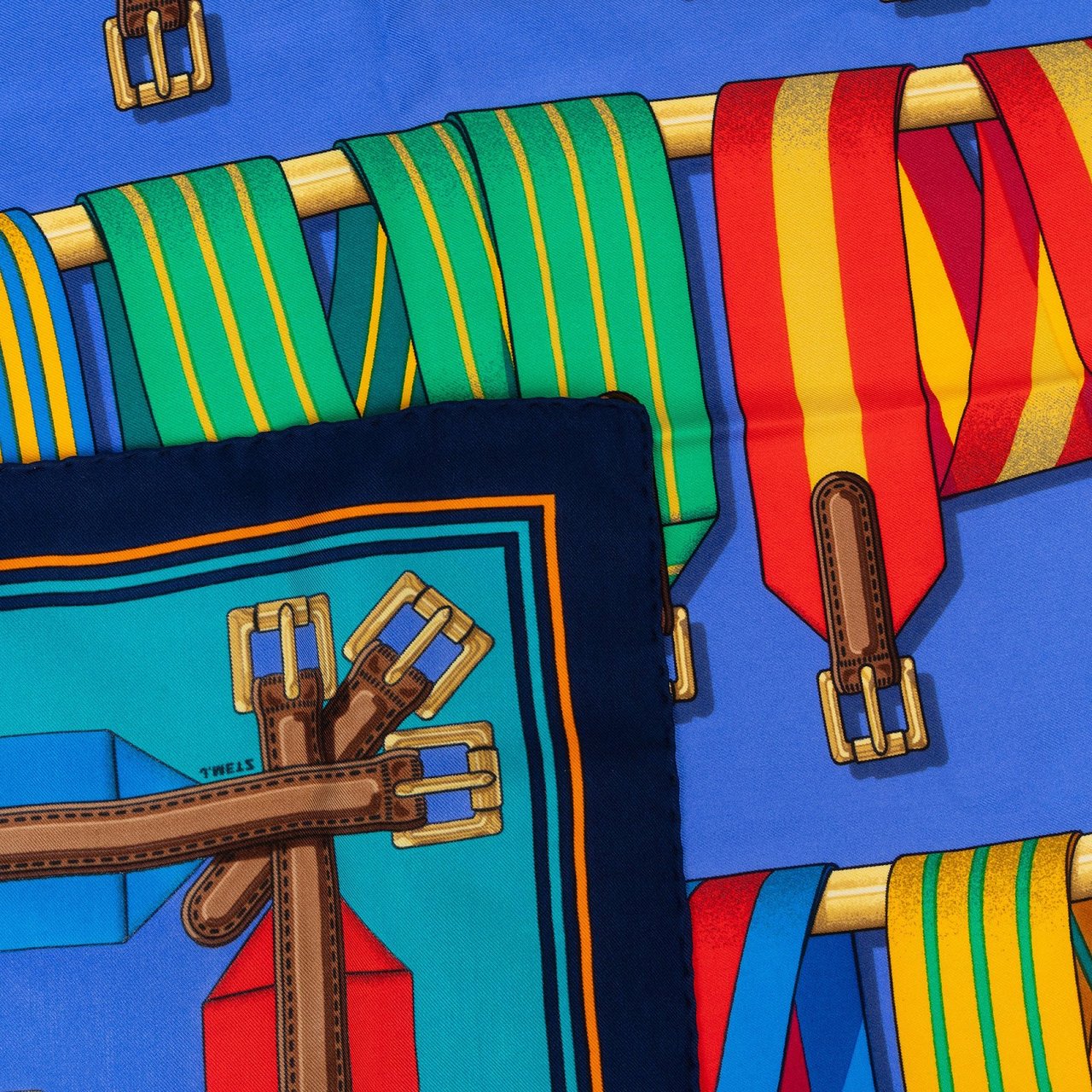 Hermès Sangles Silk 90 Scarf Tuch Divers
