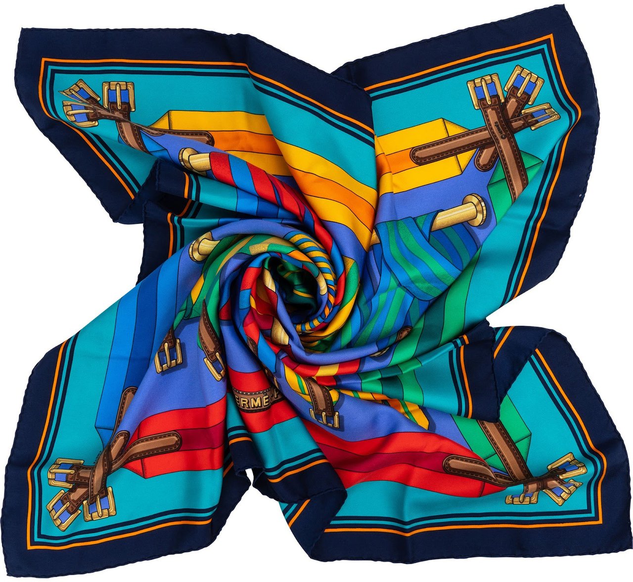 Hermès Sangles Silk 90 Scarf Tuch Divers