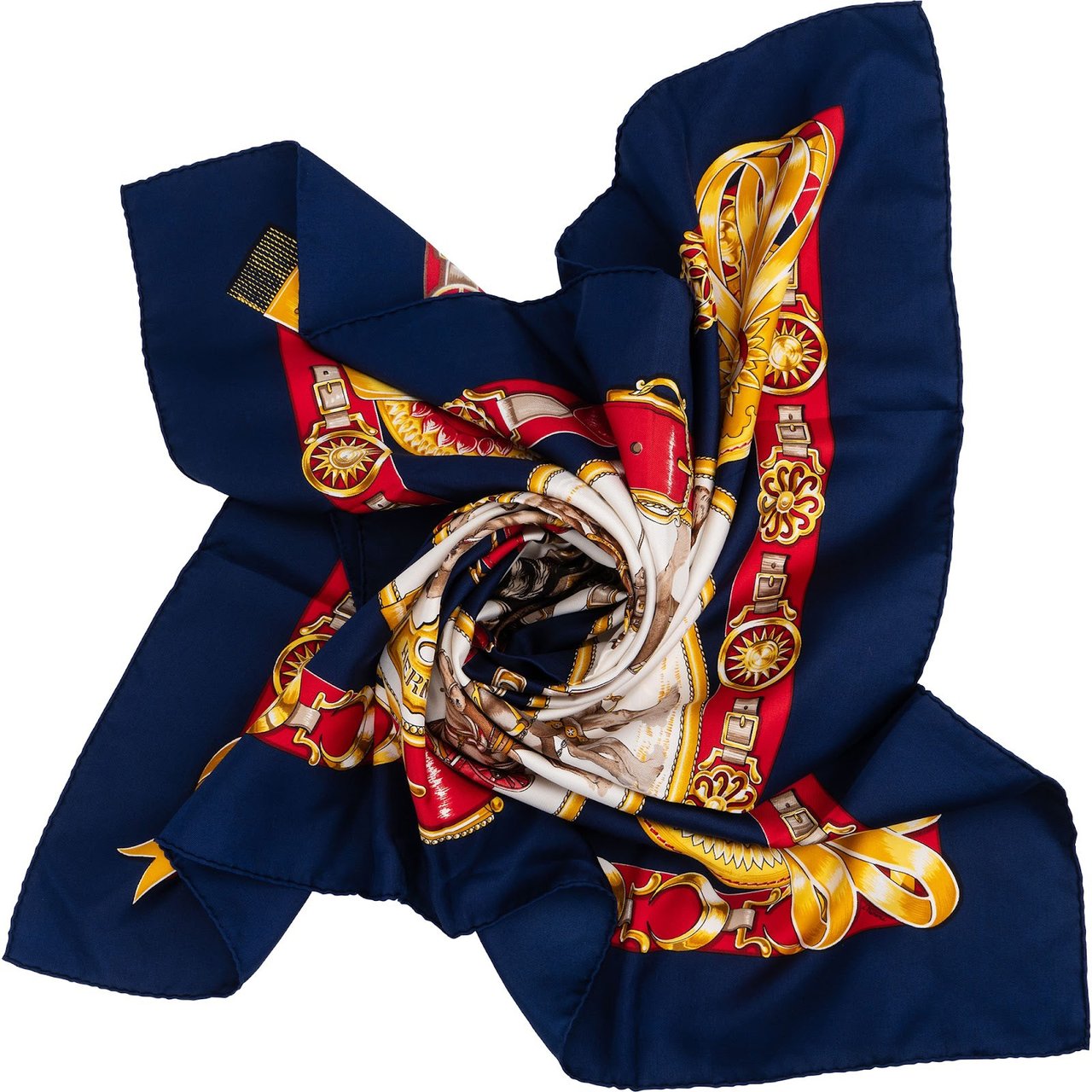 Hermès Chevaux de Trait Silk 90 Scarf Tuch Blauw