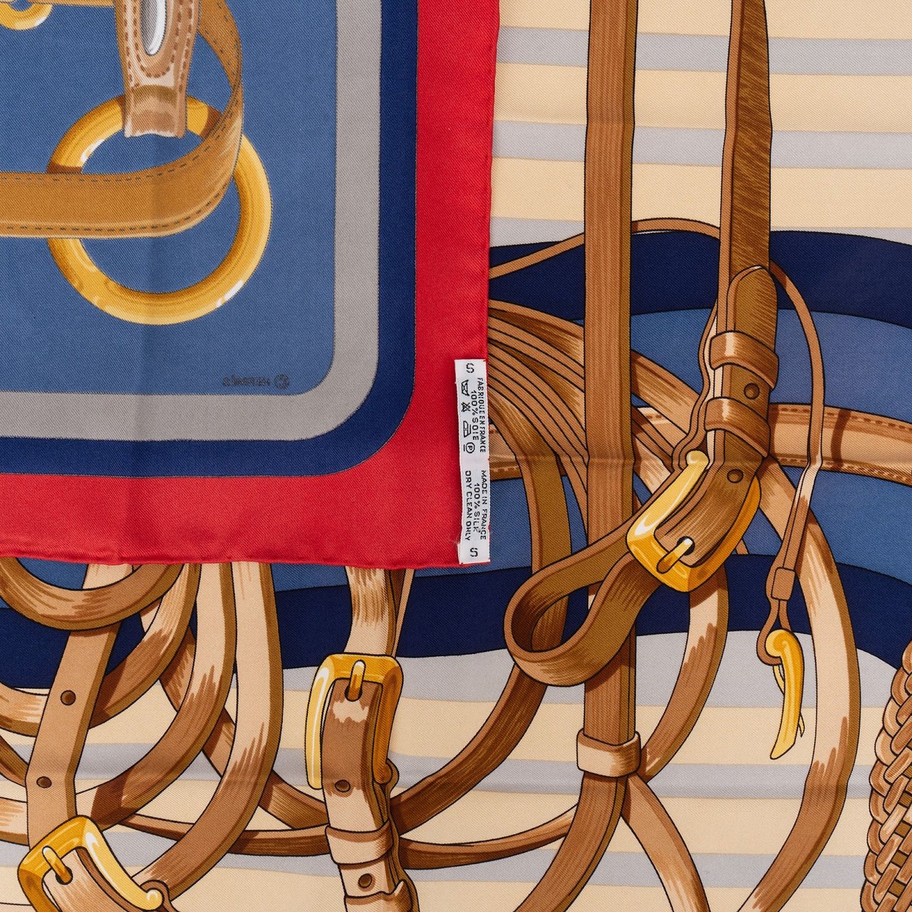 Hermès Coaching Silk Carre 90 Scarf Tuch Blauw