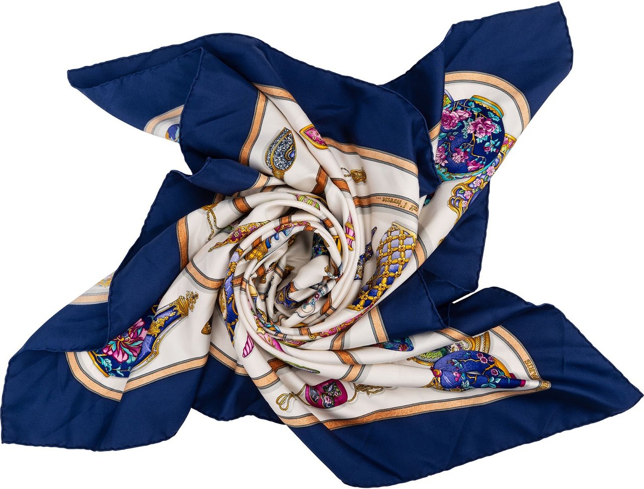 Hermès Peu Importe le Flacon Silk 90 Scarf Tuch Blauw