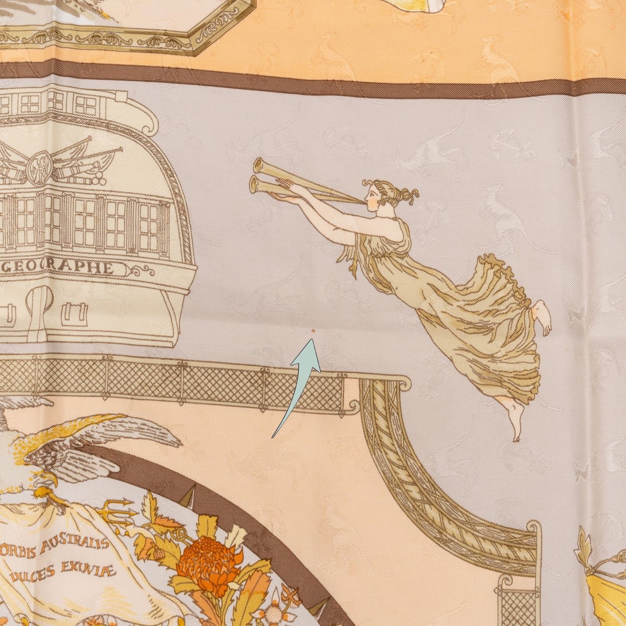 Hermès Terre Australe Découverte en 1802 Silk 90 Scarf Tuch Donkergrijs