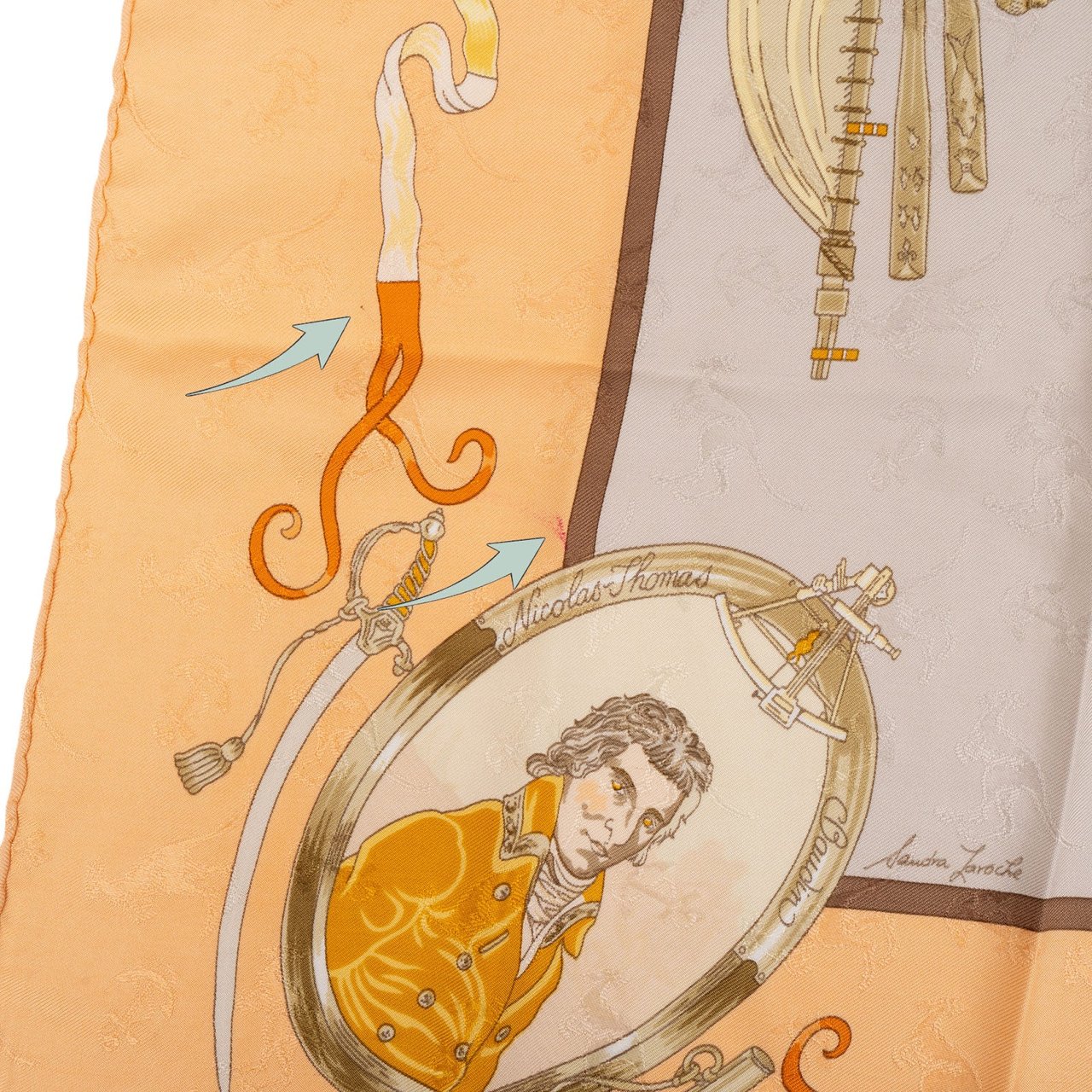 Hermès Terre Australe Découverte en 1802 Silk 90 Scarf Tuch Donkergrijs