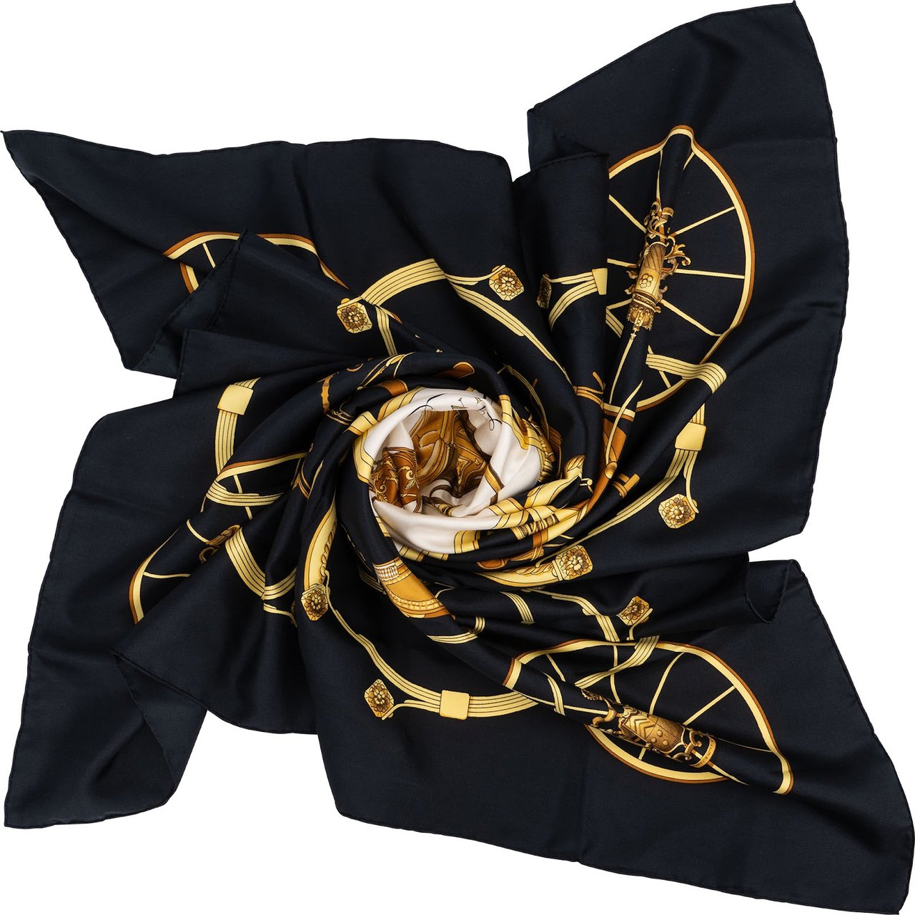 Hermès Springs Silk 90 Scarf Tuch Zwart