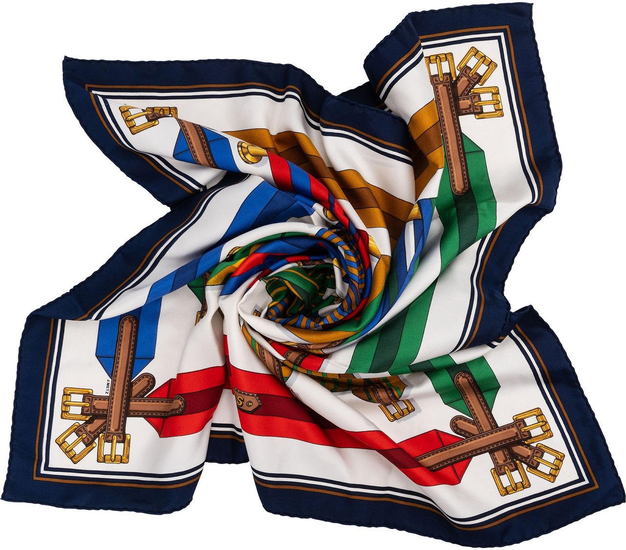 Hermès Sangles Silk 90 Scarf Tuch Divers