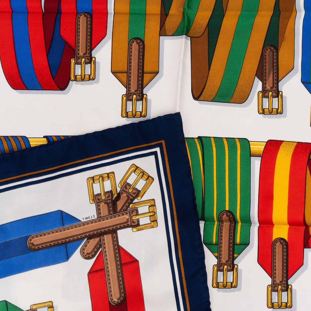 Hermès Sangles Silk 90 Scarf Tuch Divers