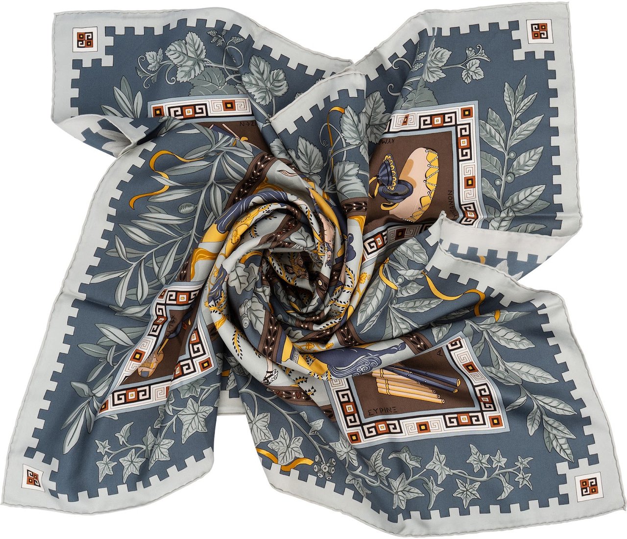 Hermès Musique des Dieux Silk 90 Scarf Tuch Bruin