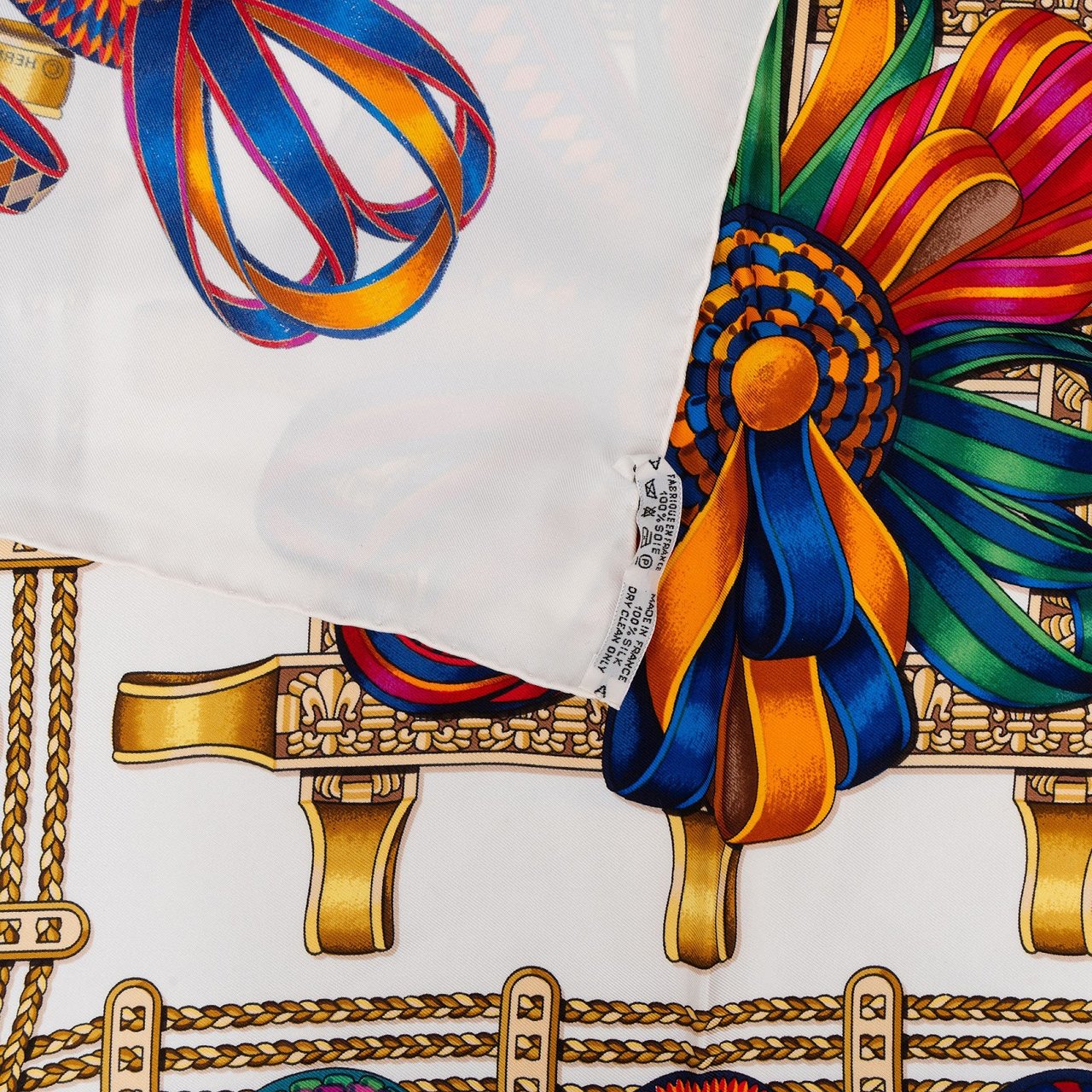 Hermès Les Rubans du Cheval Silk 90 Scarf Tuch Wit