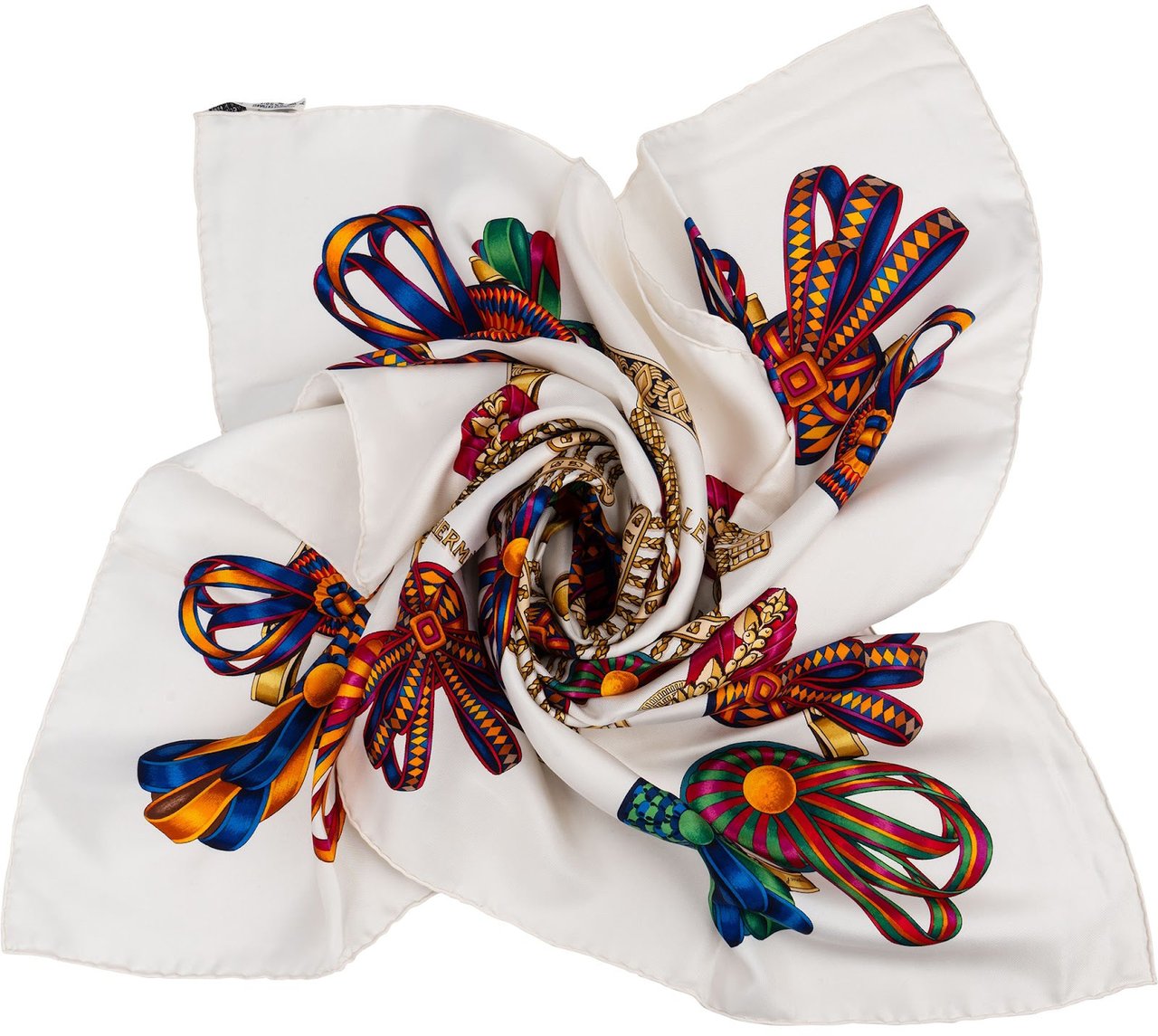 Hermès Les Rubans du Cheval Silk 90 Scarf Tuch Wit