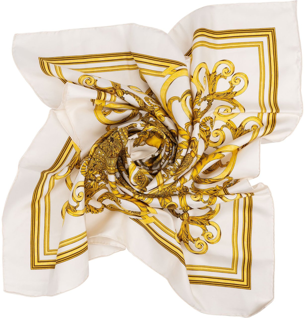 Hermès Les Tuileries Silk 90 Scarf Tuch Wit