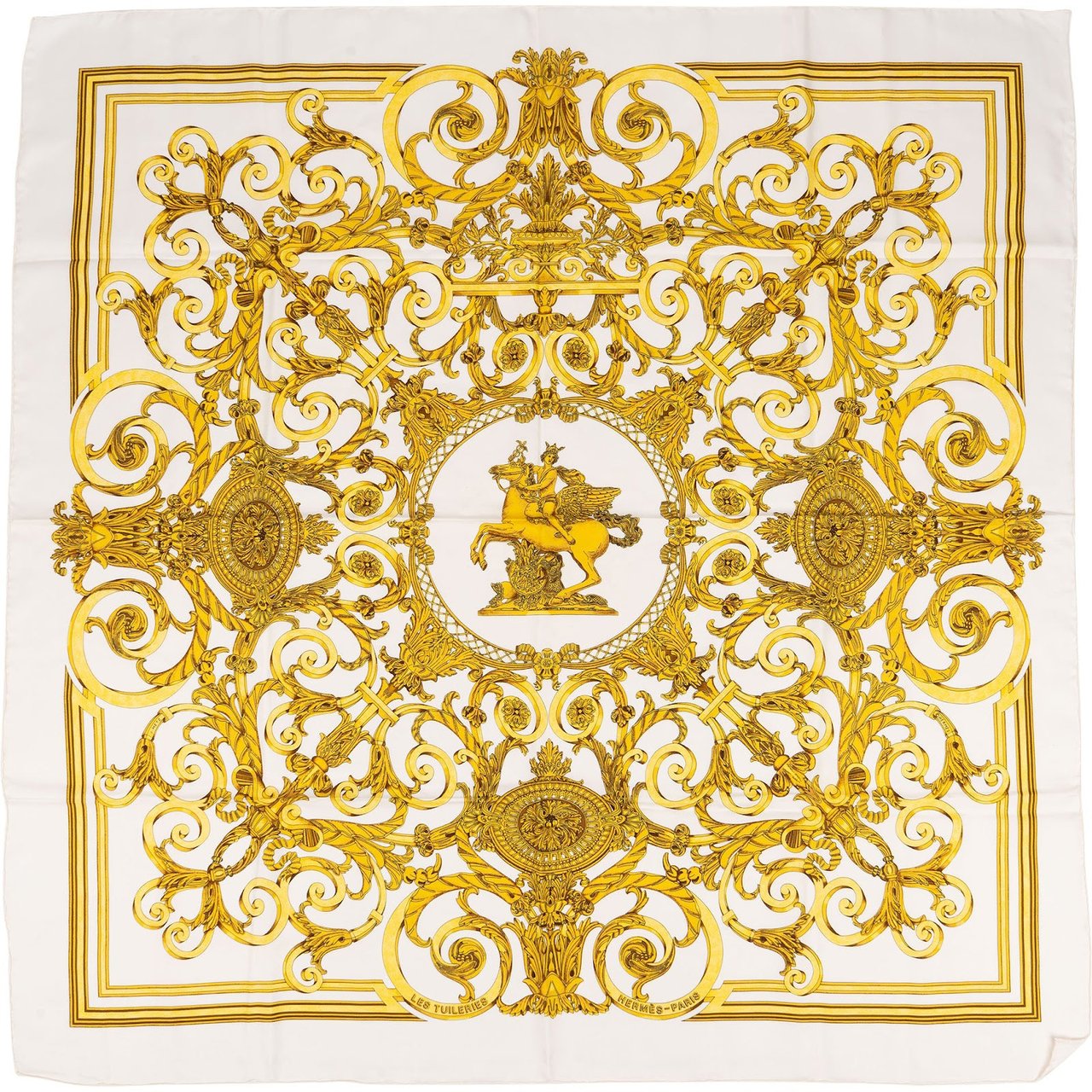Hermès Les Tuileries Silk 90 Scarf Tuch Wit