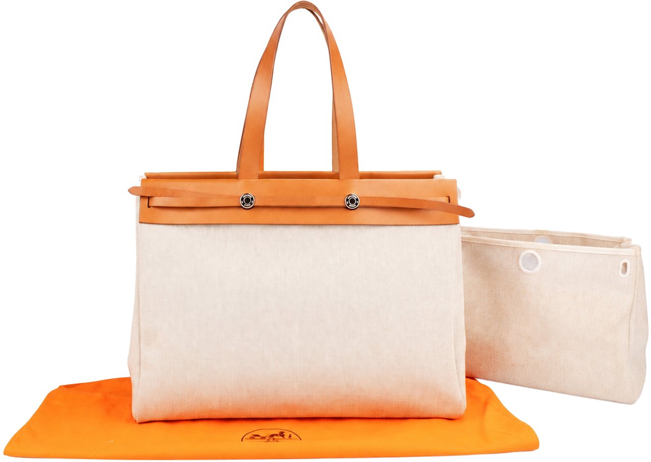 Hermès Classic Cotton Cabbas MM Tote 40 Herbag Handbag Bruin