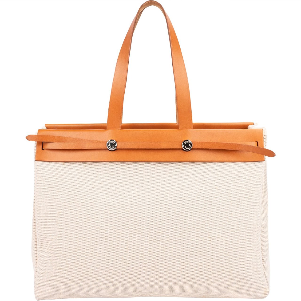 Hermès Classic Cotton Cabbas MM Tote 40 Herbag Handbag Bruin