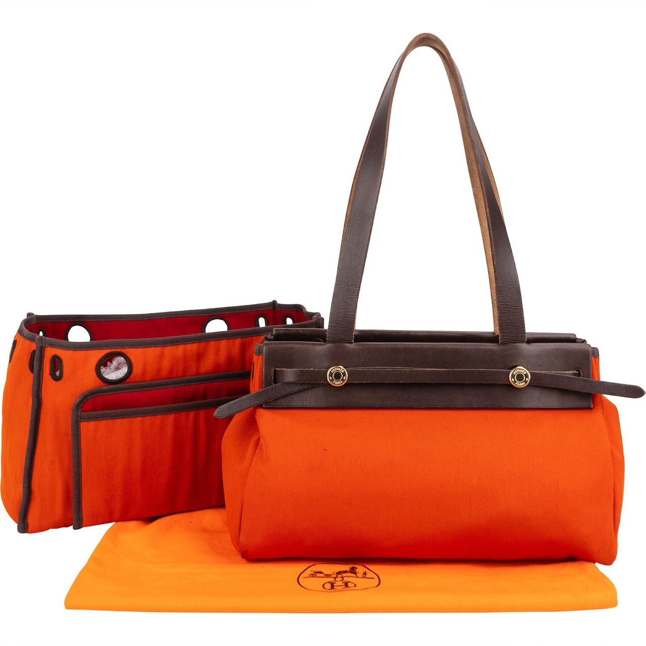 Hermès Classic Cotton Cabas PM Herbag Shoulder Bag Oranje
