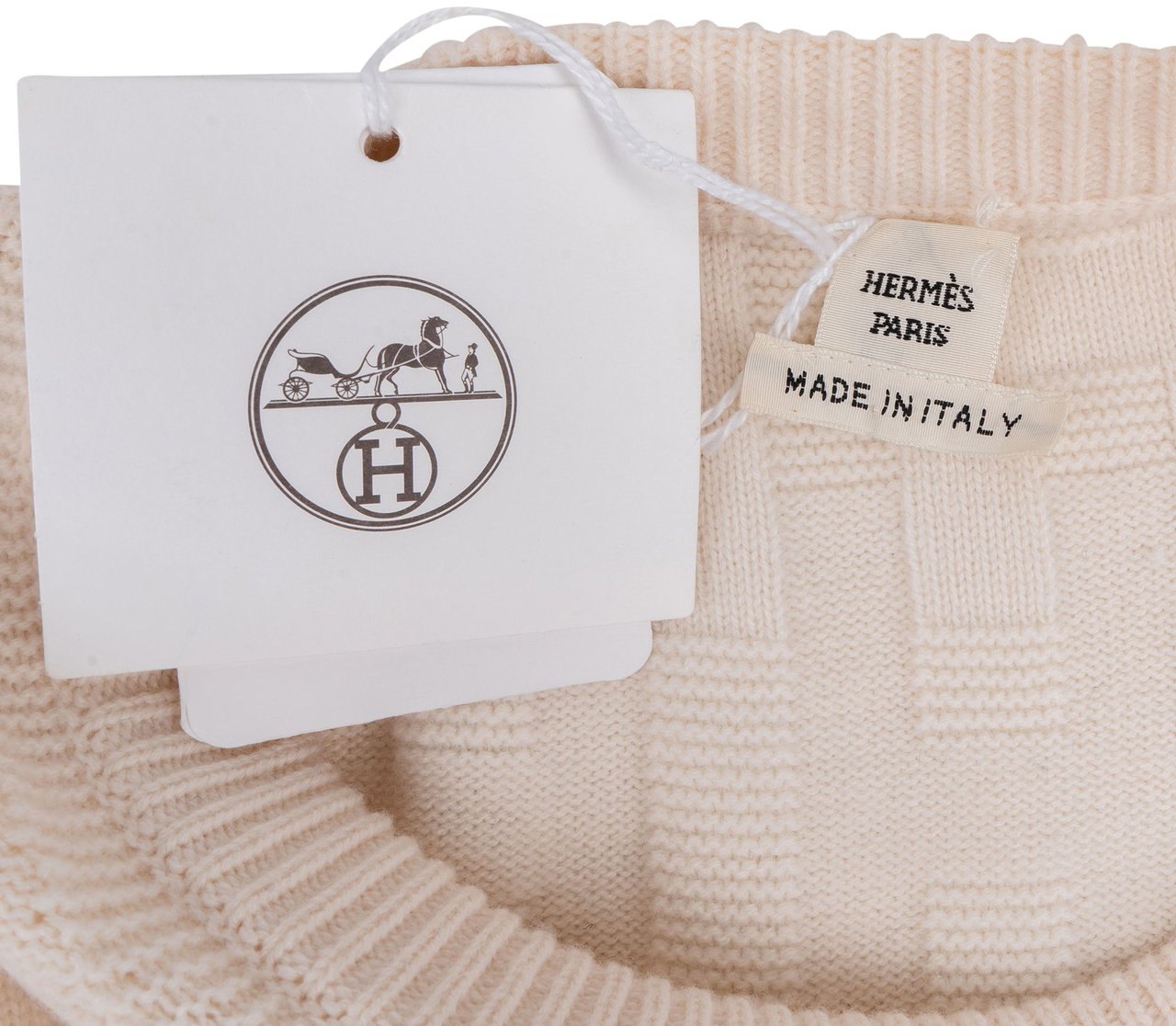 Hermès Cream Cashmere Basketweave H Knit Sweater (FR 36) Divers