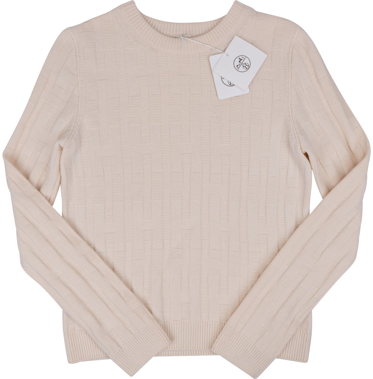 Hermès Cream Cashmere Basketweave H Knit Sweater (FR 36) Divers
