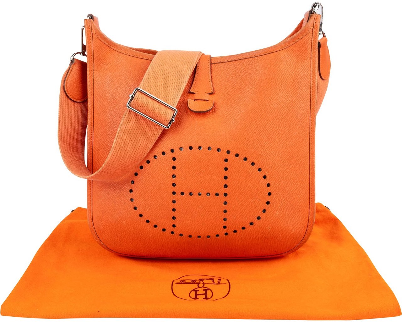 Hermès Orange Epsom Leather Evelyne III GM Crossbody Bag Oranje