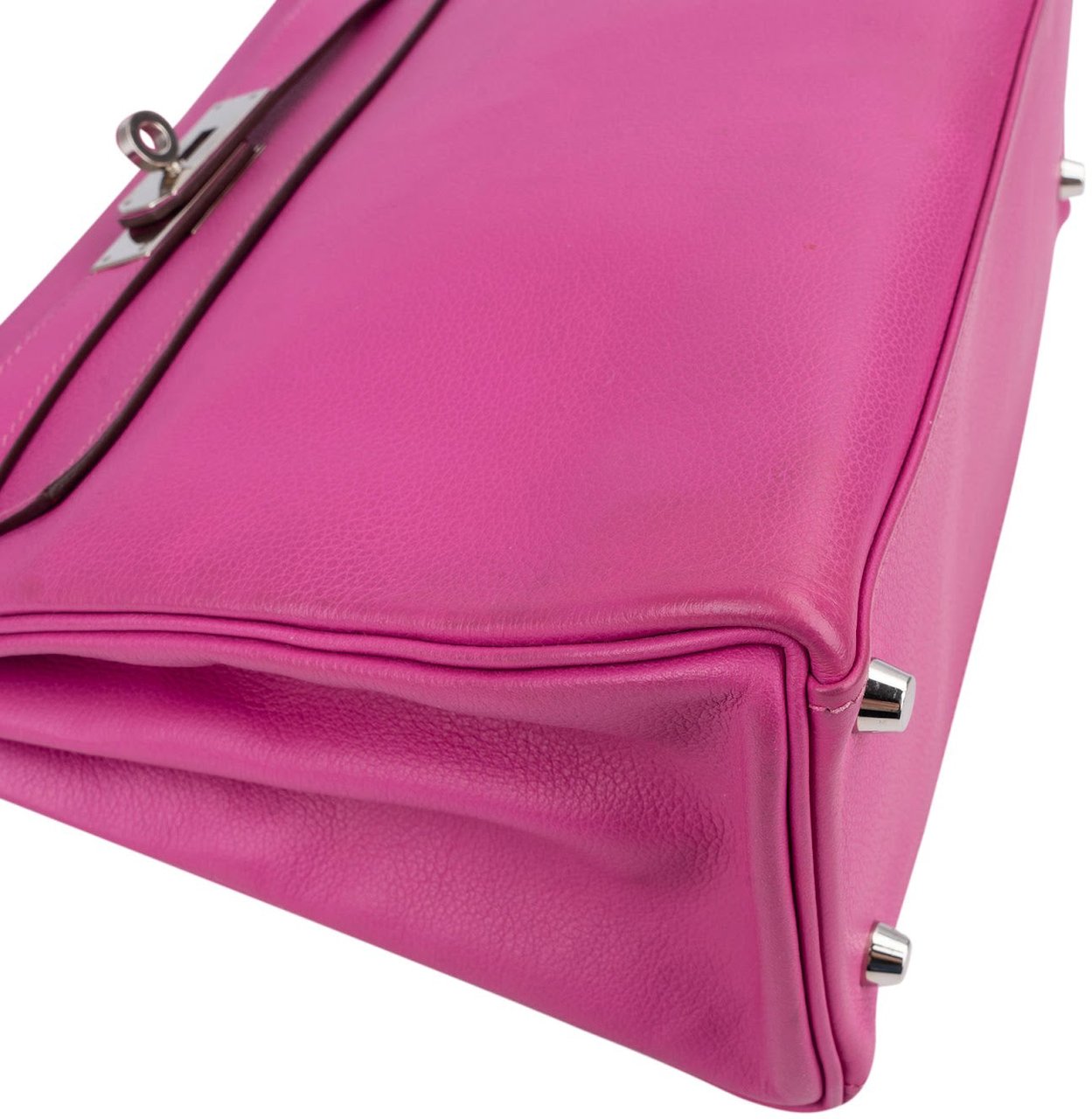 Hermès Pink Chevre Leather Palladium Kelly 28 Handbag Rood