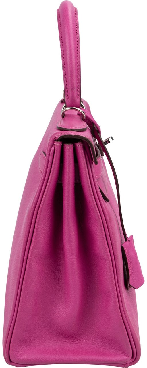 Hermès Pink Chevre Leather Palladium Kelly 28 Handbag Rood