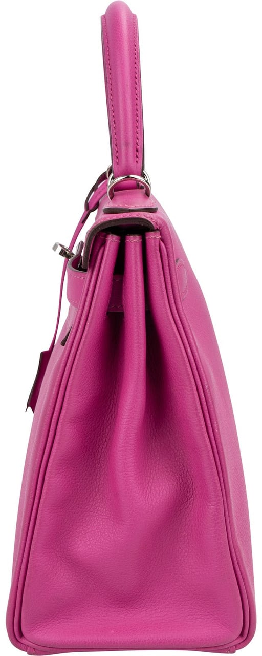 Hermès Pink Chevre Leather Palladium Kelly 28 Handbag Rood
