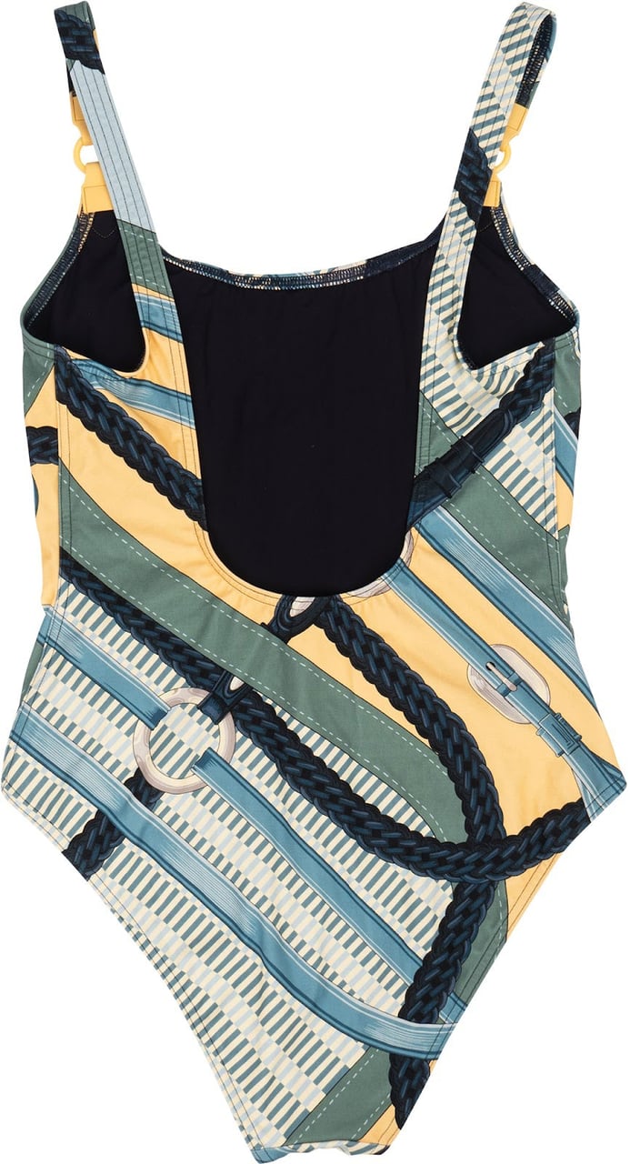 Hermès Equestrian Print One-Piece Swimsuit (38) Divers