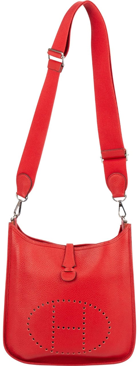 Hermès Taurillon Clemence Leather Evelyne III GM Crossbody Bag Rood