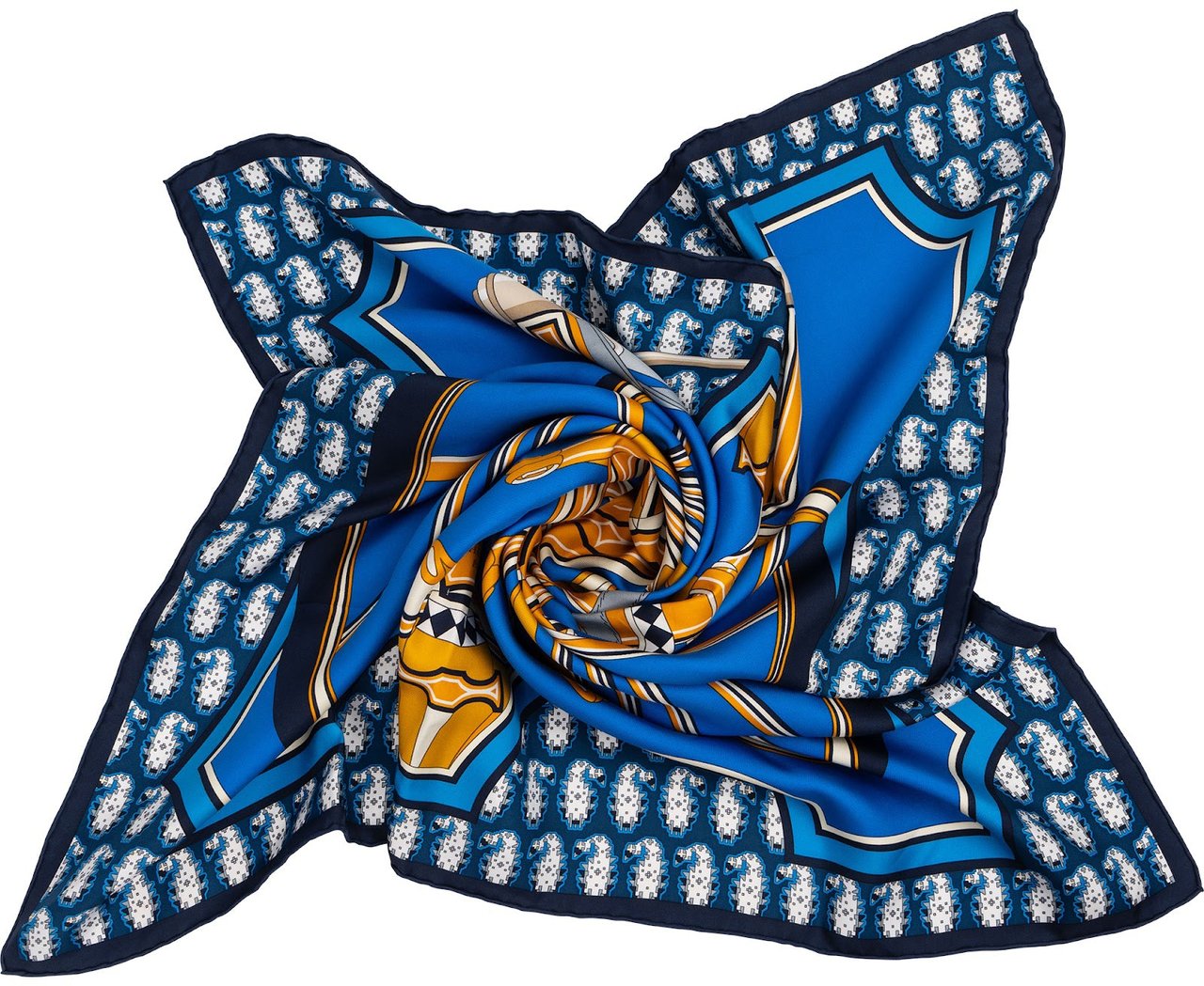 Hermès Silk Les Roues de Phaeton Carre 90 Tuch Scarf Blauw