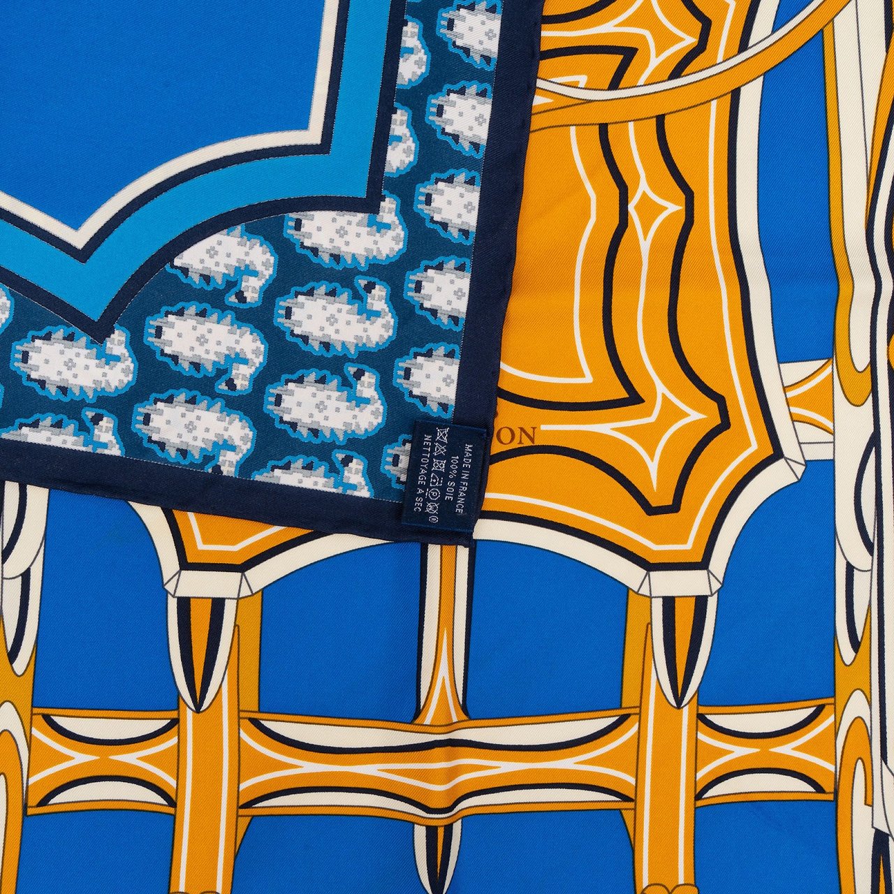 Hermès Silk Les Roues de Phaeton Carre 90 Tuch Scarf Blauw