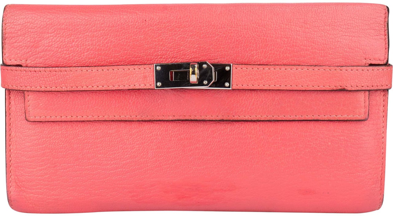 Hermès Hermès Pink Clemence Leather Kelly Wallet Roze
