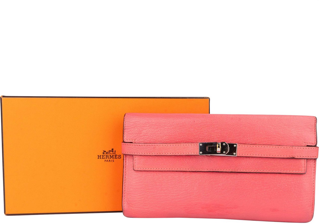 Hermès Hermès Pink Clemence Leather Kelly Wallet Roze