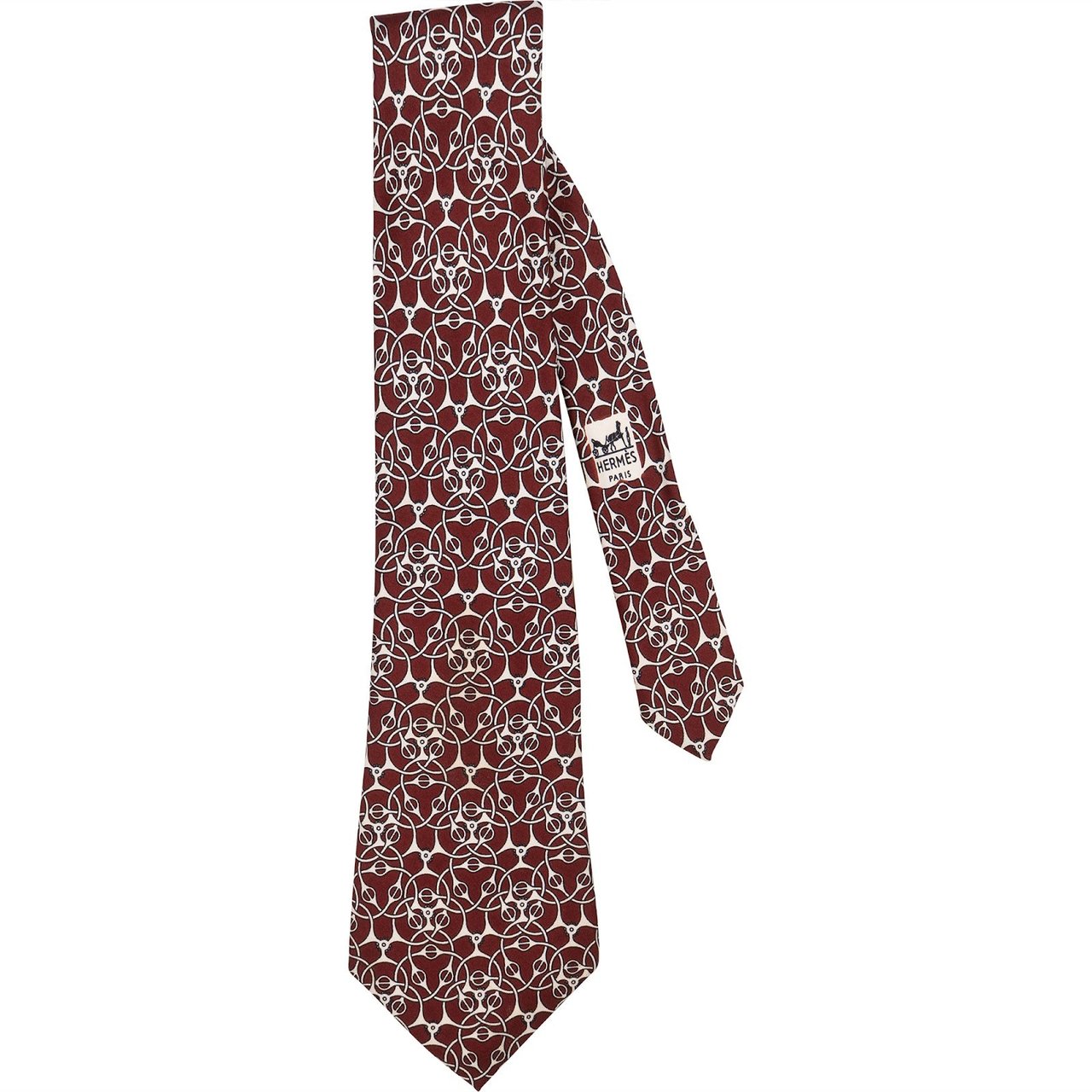 Hermès Mors Pattern Silk Tie Krawatte Maroon