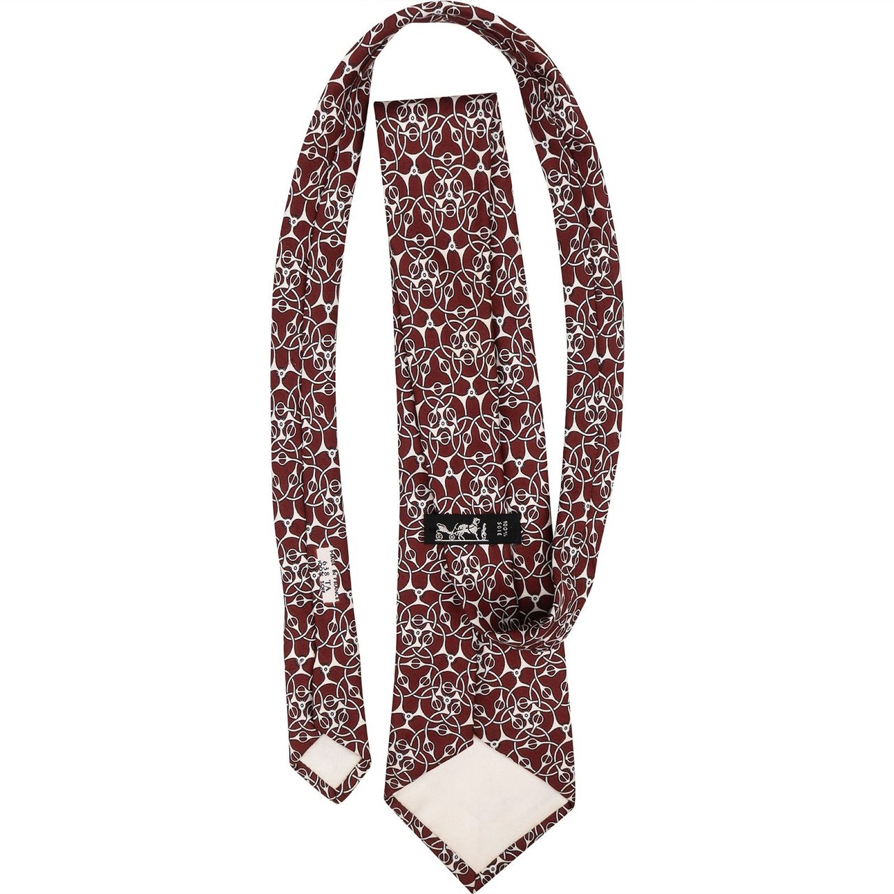 Hermès Mors Pattern Silk Tie Krawatte Maroon