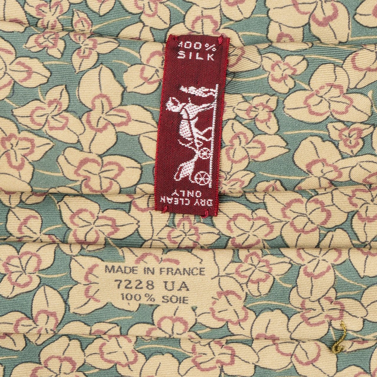 Hermès Floral Pattern Silk Tie Krawatte Groen
