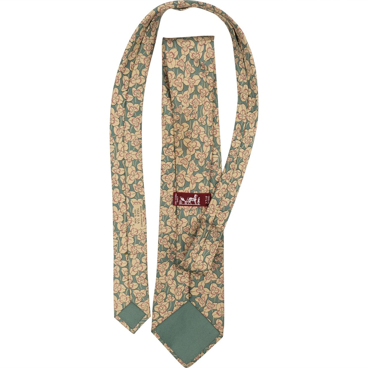Hermès Floral Pattern Silk Tie Krawatte Groen