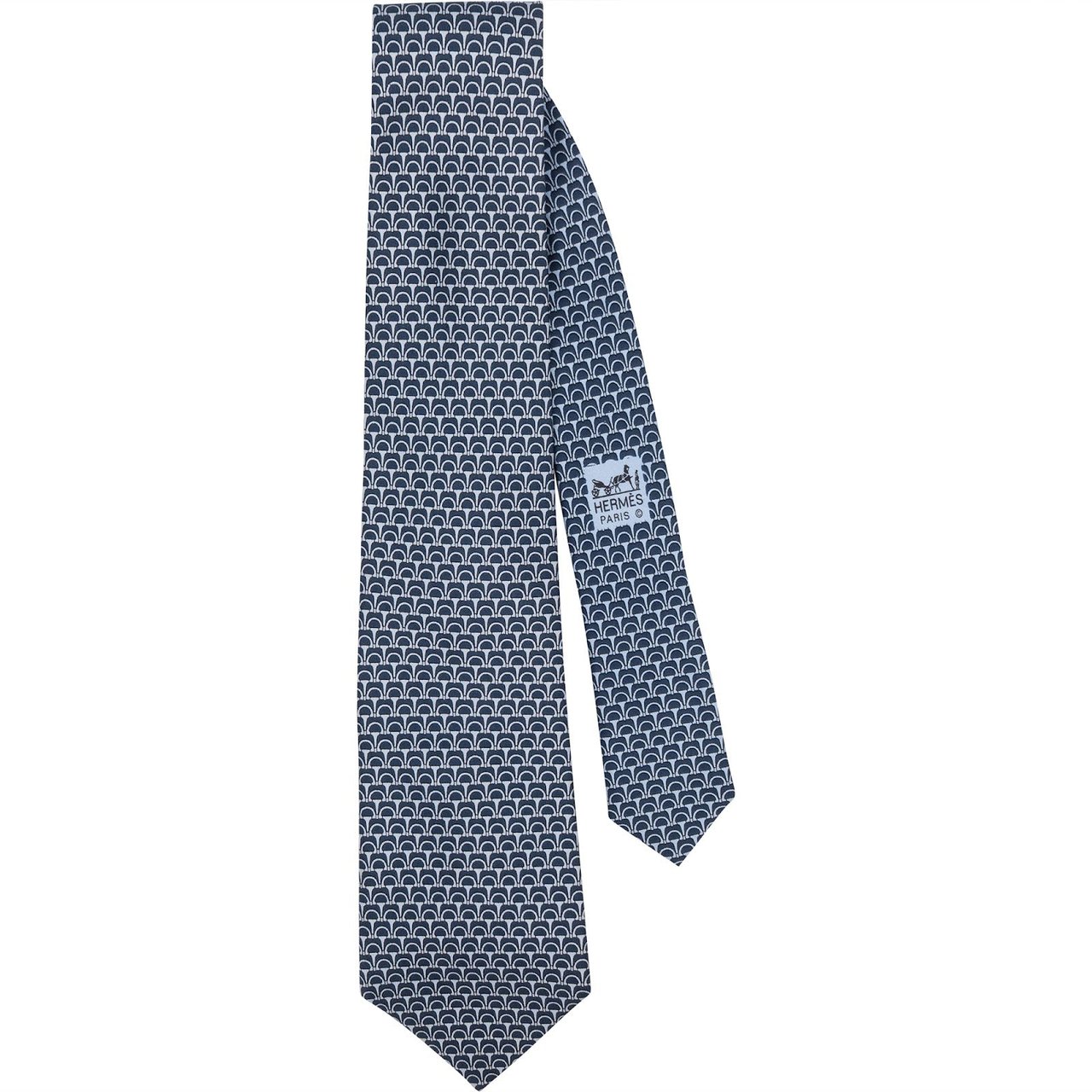 Hermès Patterned Silk Tie Krawatte Navy