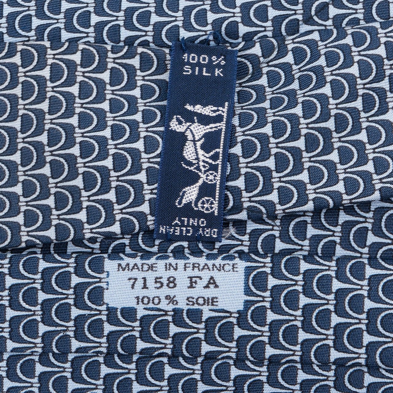 Hermès Patterned Silk Tie Krawatte Navy