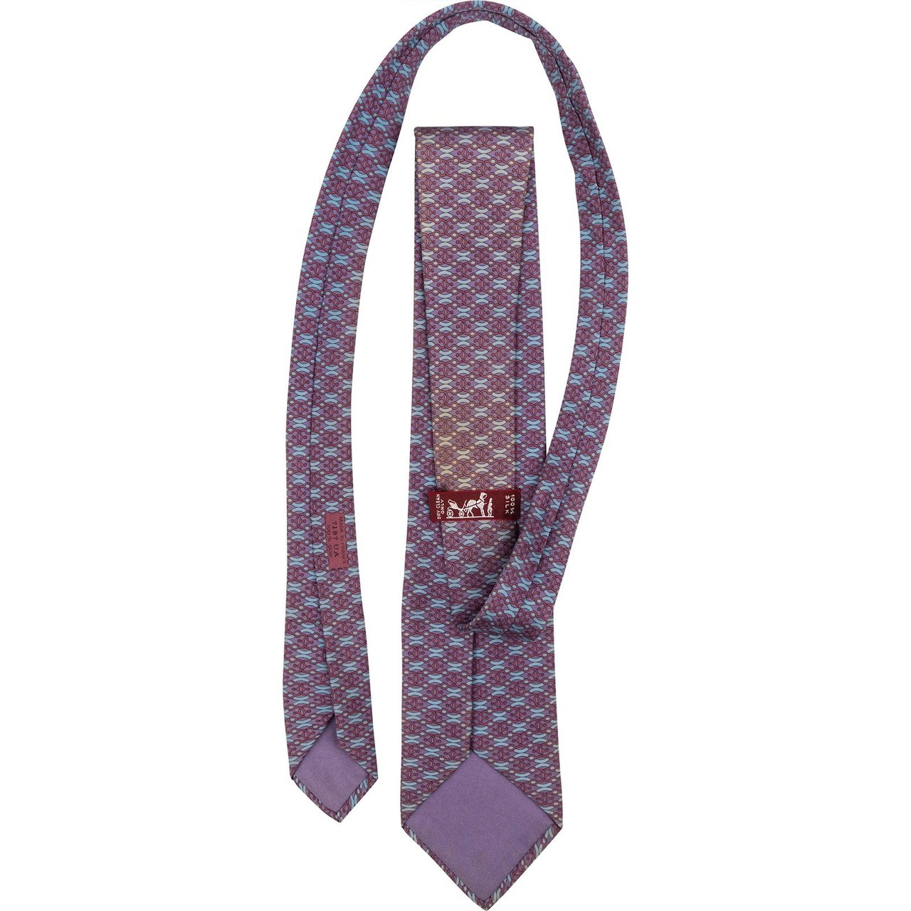 Hermès Patterned Silk Tie Krawatte Paars