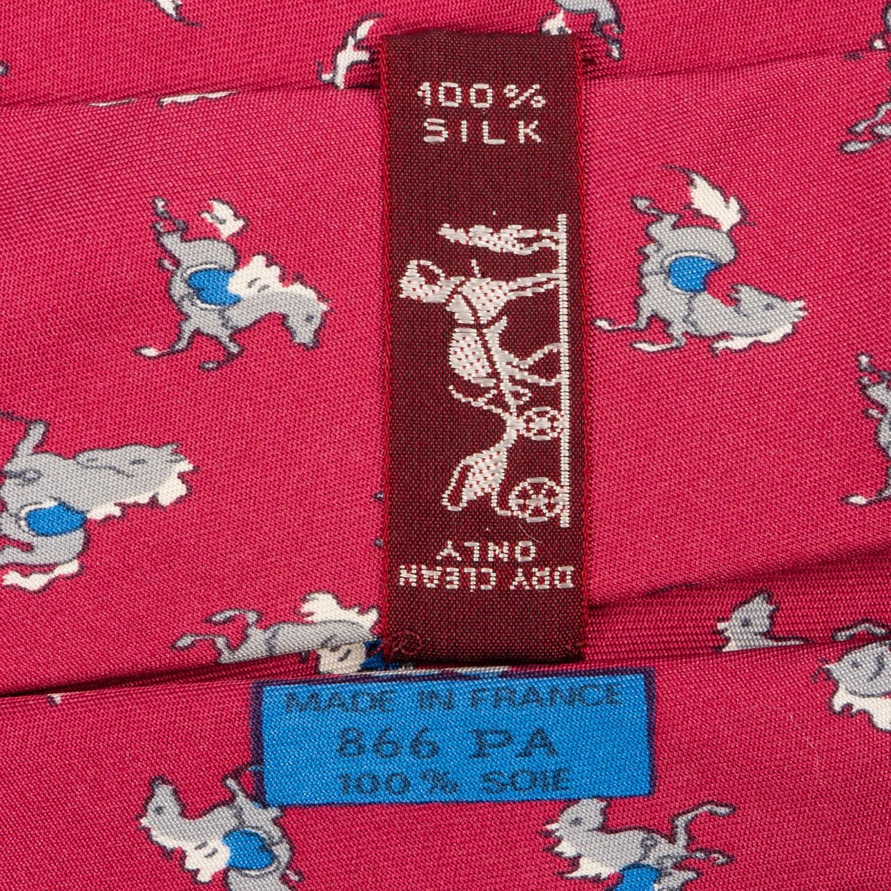 Hermès Horse Pattern Silk Tie Krawatte Rood