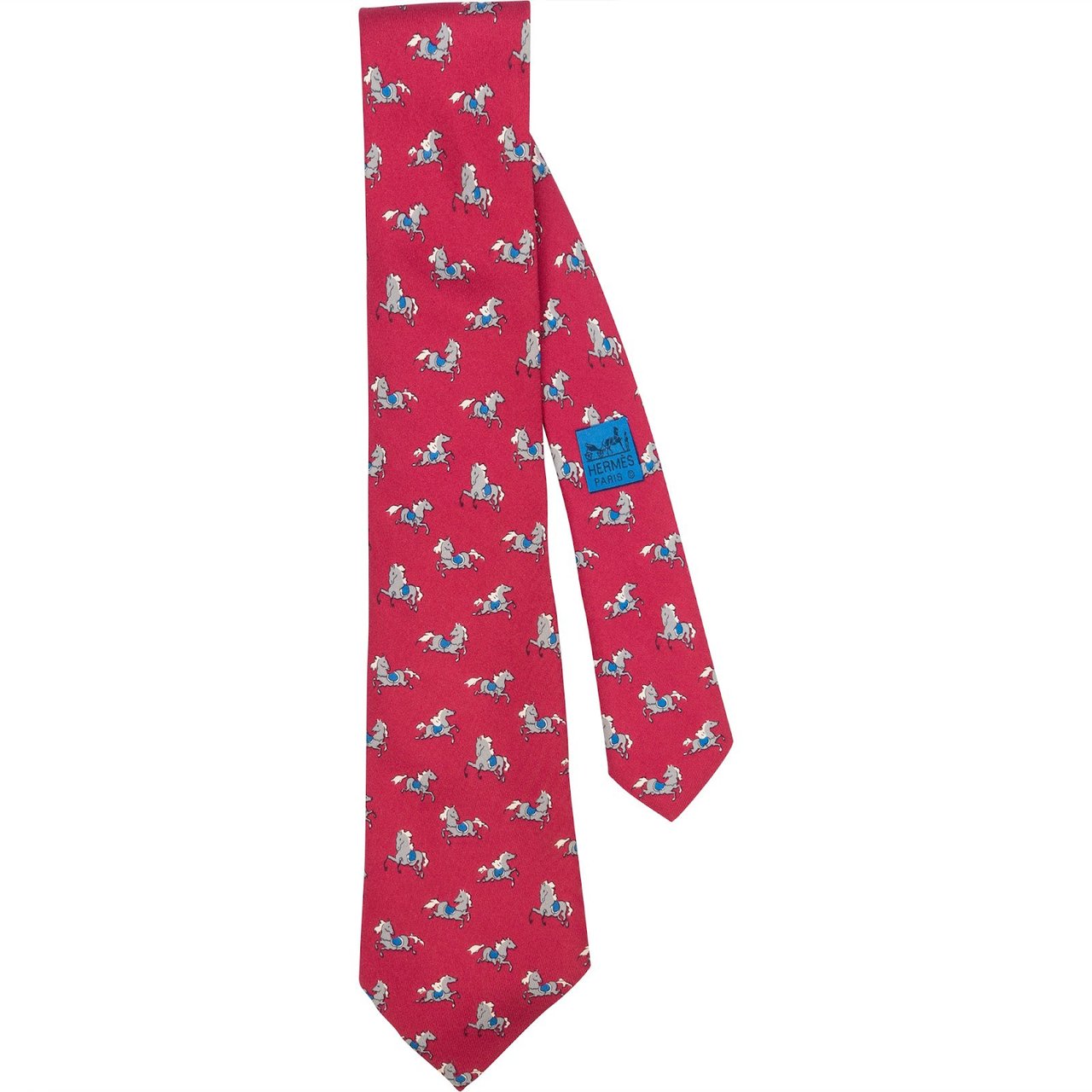Hermès Horse Pattern Silk Tie Krawatte Rood