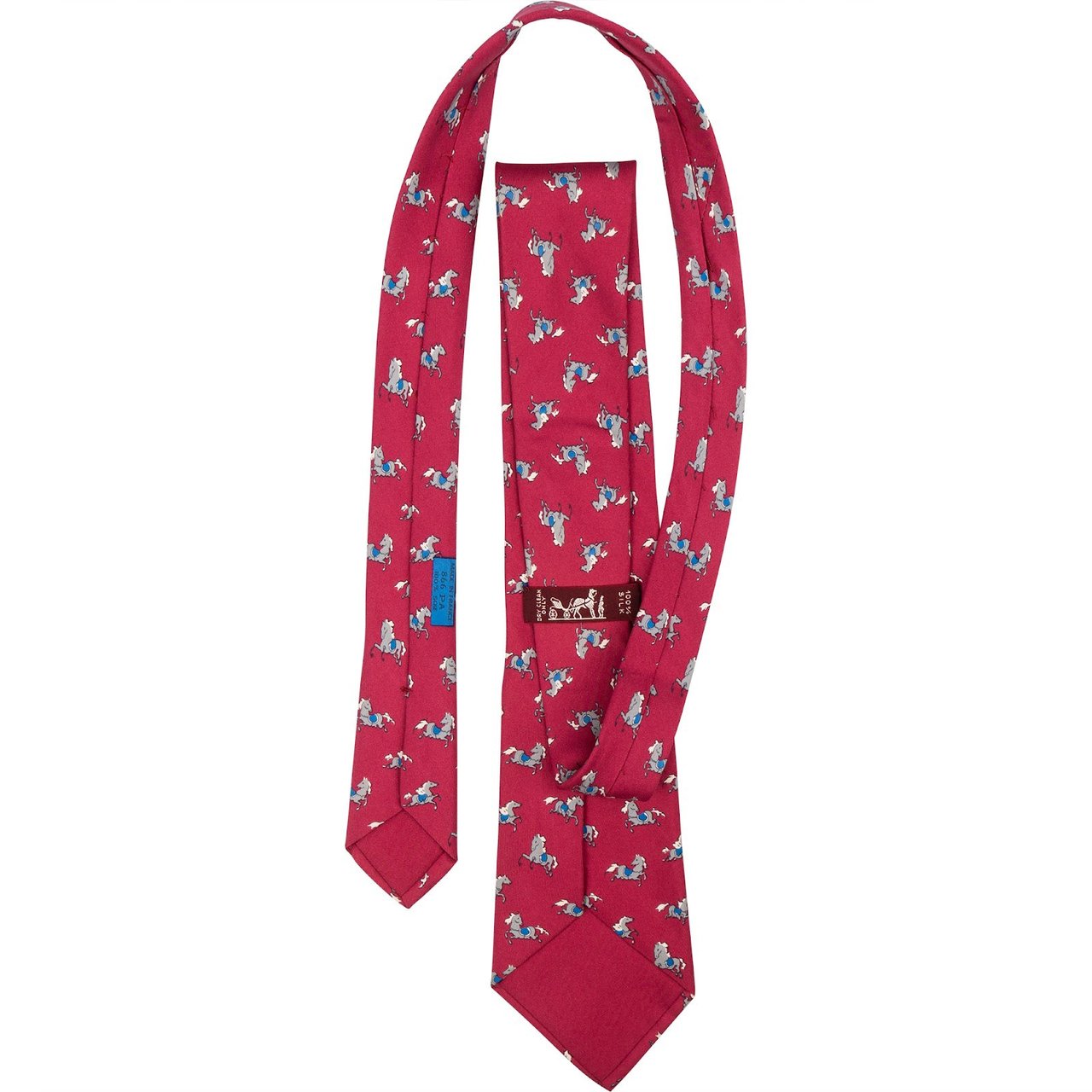 Hermès Horse Pattern Silk Tie Krawatte Rood