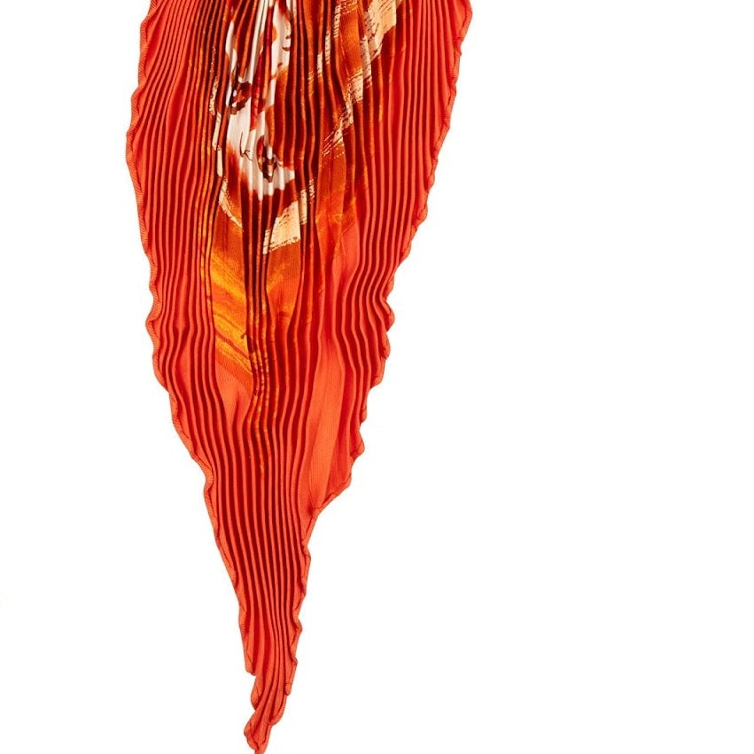 Hermès Smiles in Thitl Millenary Print Plissé Tuch Scarf Oranje