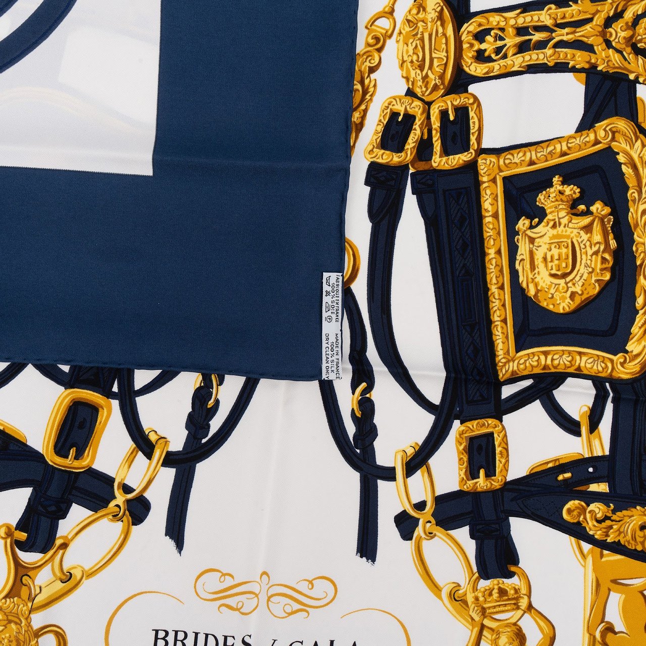 Hermès Brides de Gala Silk 90 Scarf Tuch Navy