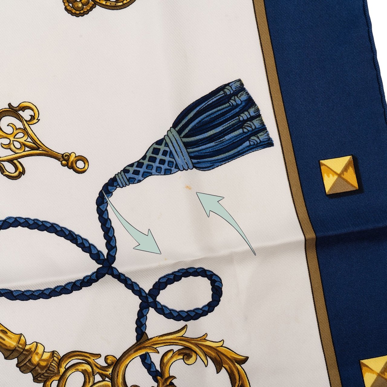 Hermès Les Clés Silk Carre 90 Scarf Tuch Wit